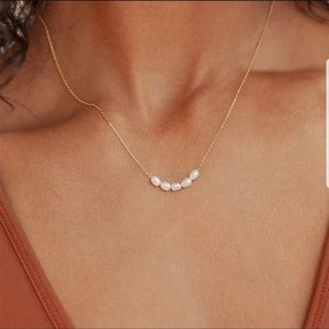 14k Gold Plated Chain Natural Freshwater Pearl